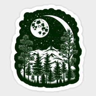 Mountain & Forest Under The Night Sky Sticker